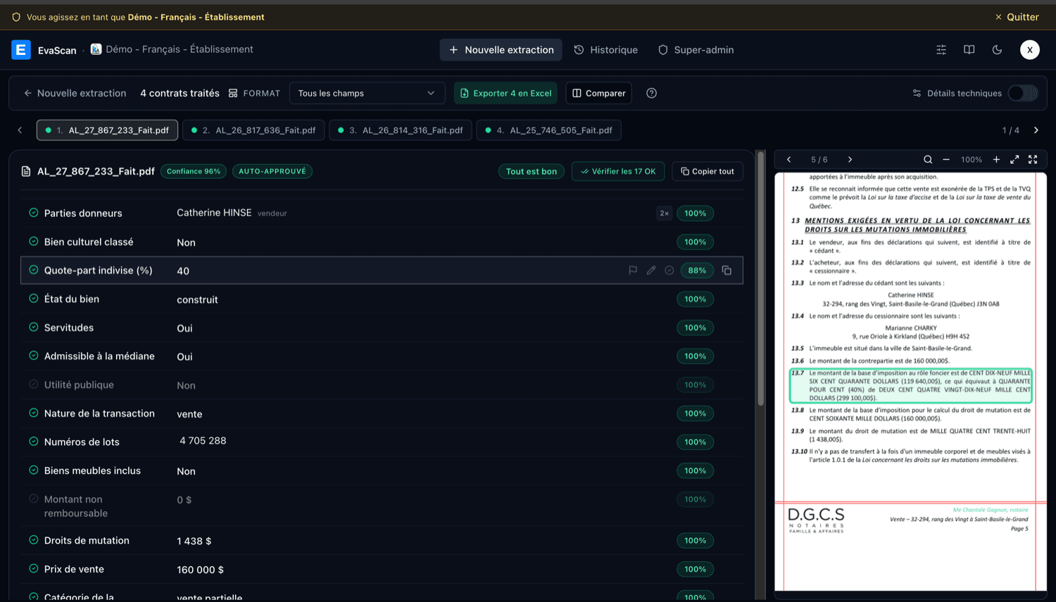Eva Scan, extraction de contrats de vente